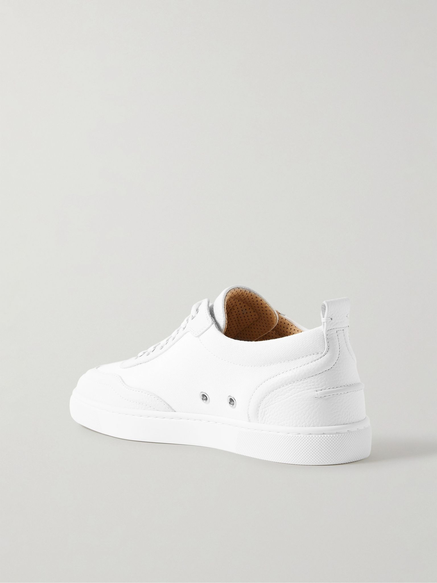 Retero Full-Grain Leather-Trimmed Canvas Sneakers White - 4