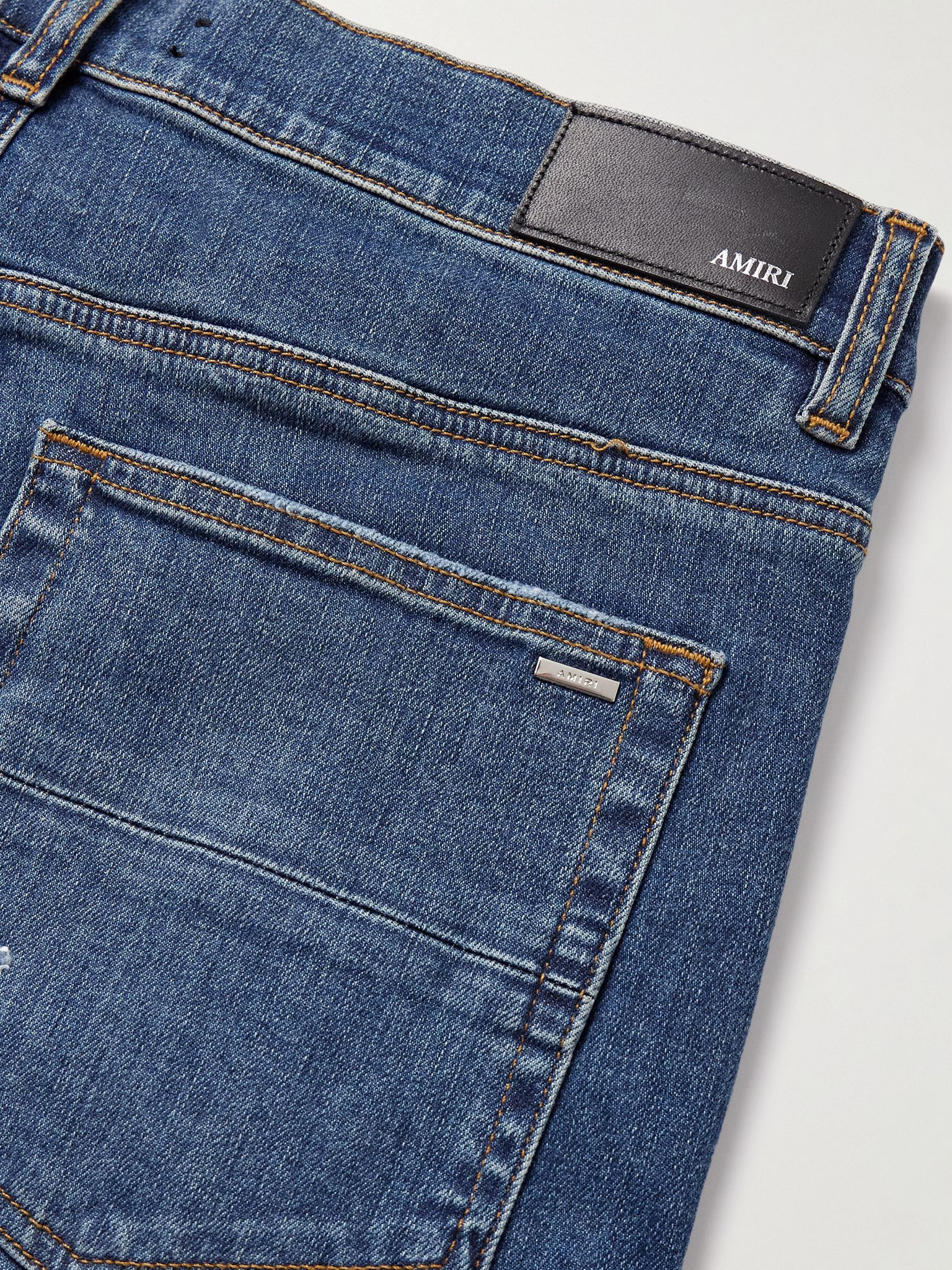 Thrasher Slim-Fit Distressed Panelled Jeans Navy - 5
