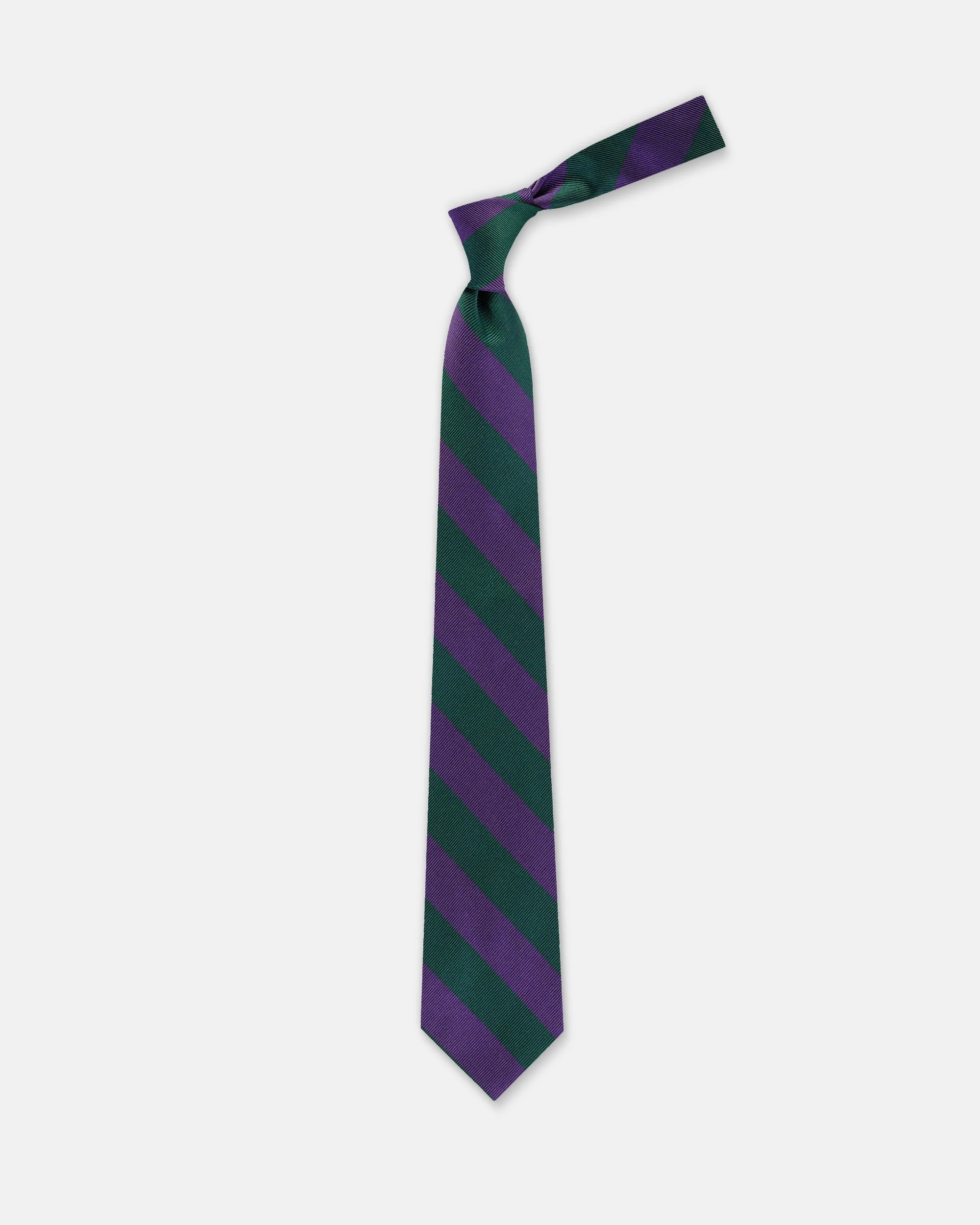 MADE-IN-USA DARK GREEN & PURPLE GUARD STRIPE SILK REPP TIE - 1