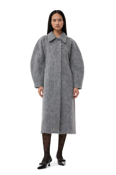 GANNI GREY FLUFFY WOOL CURVED SLEEVES COAT outlook