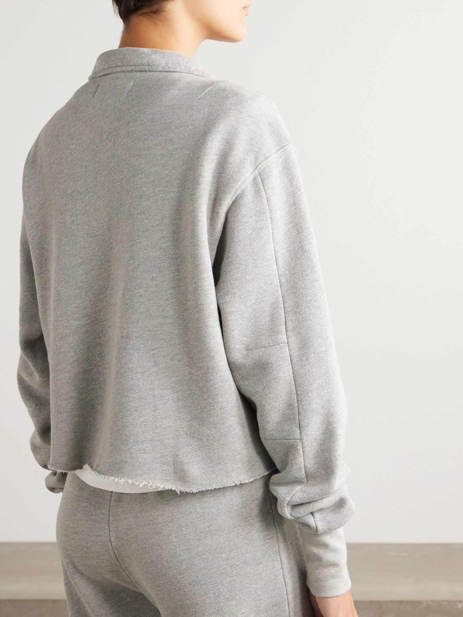 Haley cropped cotton-jersey sweatshirt Gray - 4