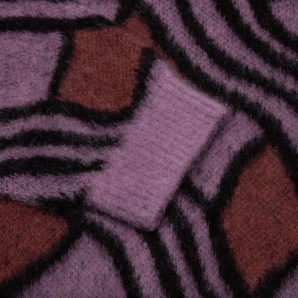 WAVY JACQUARD MOHAIR CARDIGAN - PINK/RUST - 3