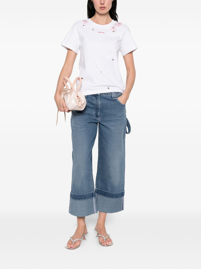 SHUSHU/TONG floral appliqué T-shirt outlook