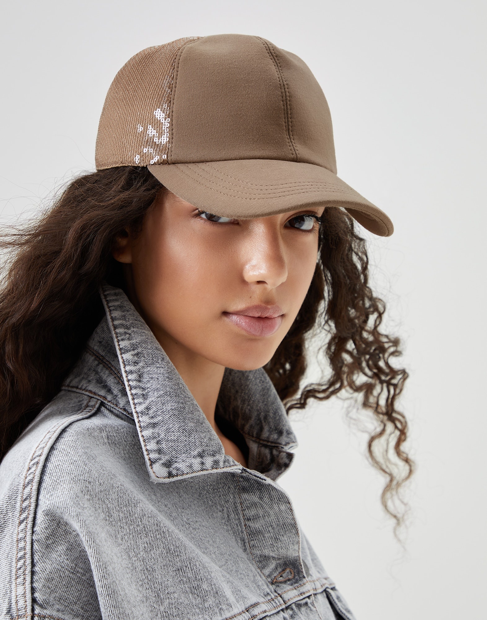 Dazzling satin and French terry baseball cap - 3