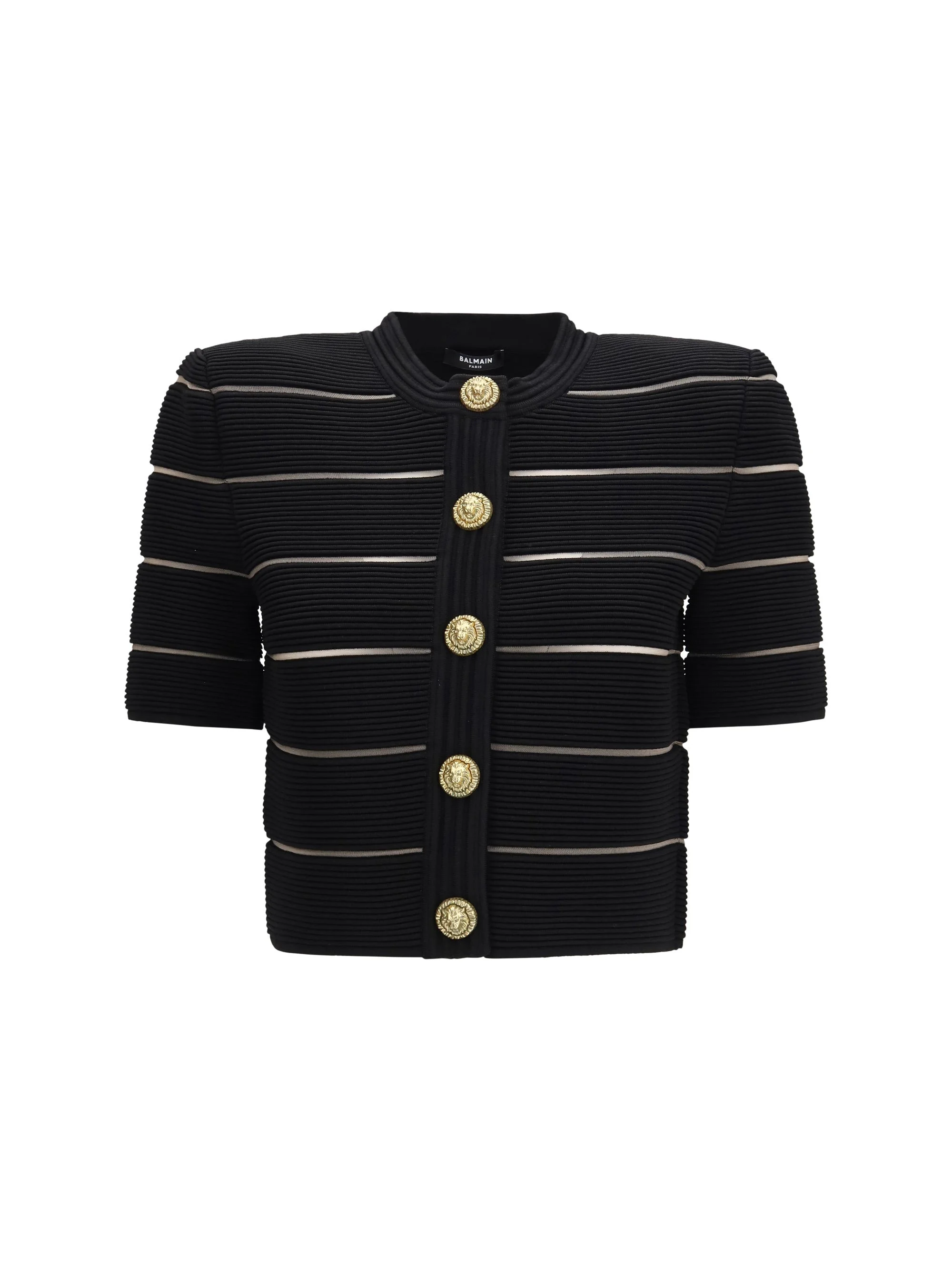 Balmain Short-sleeved Buttoned Cardigan Noir - 1