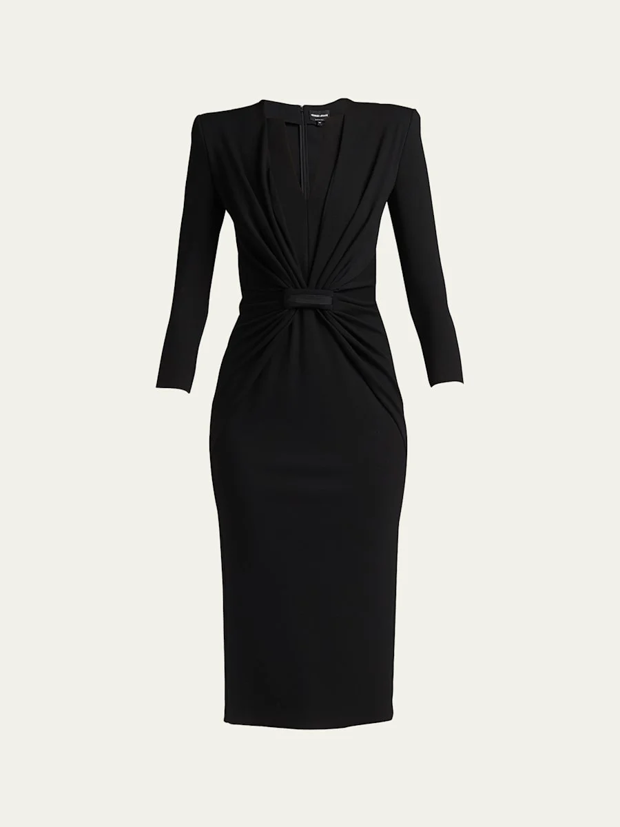 Draped Milano Stitch Midi Dress - 1