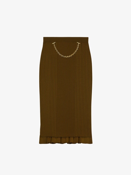 SKIRT IN RIBBED KNIT WITH CHAIN - 1