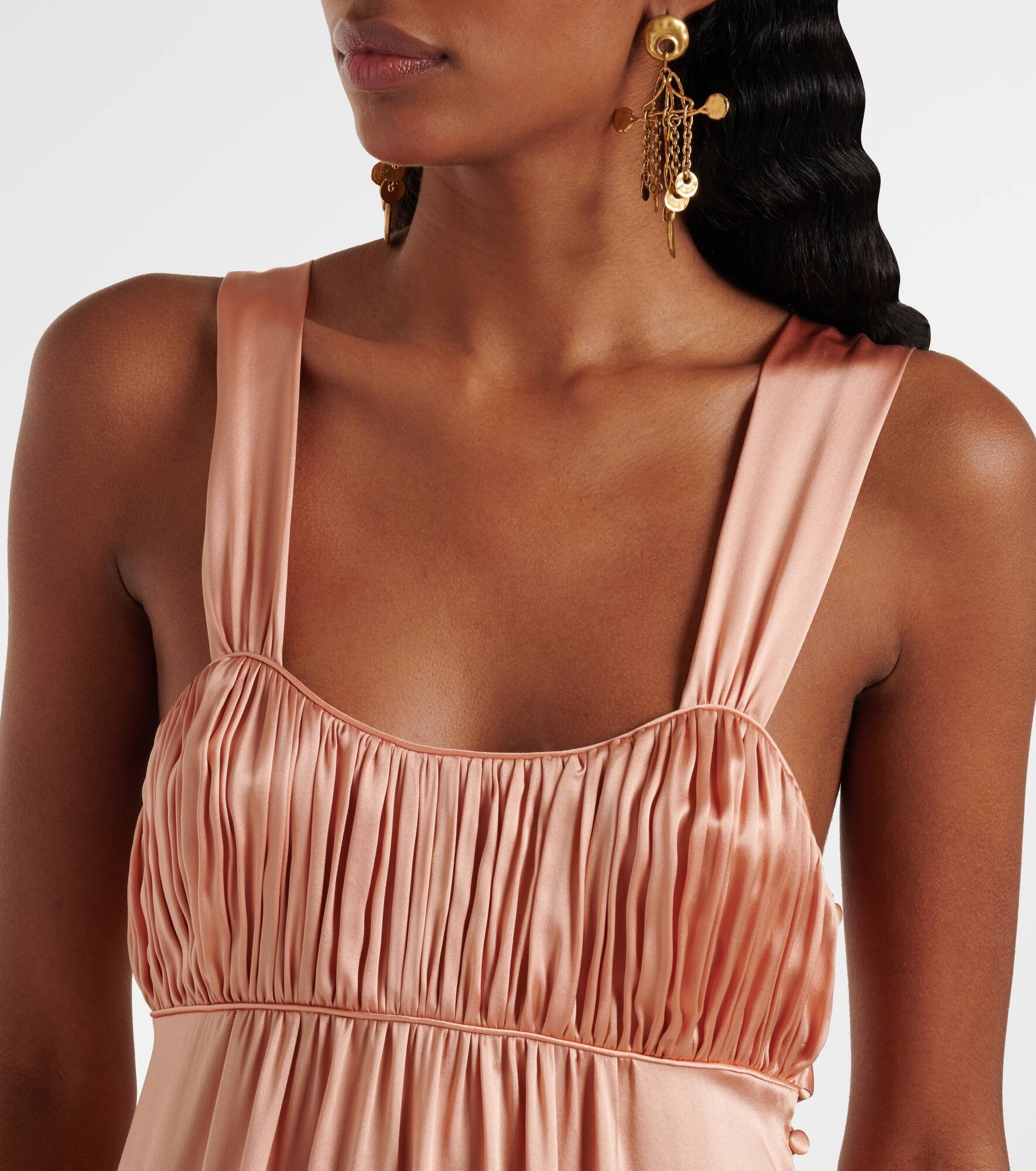 Ruched silk satin maxi dress - 4