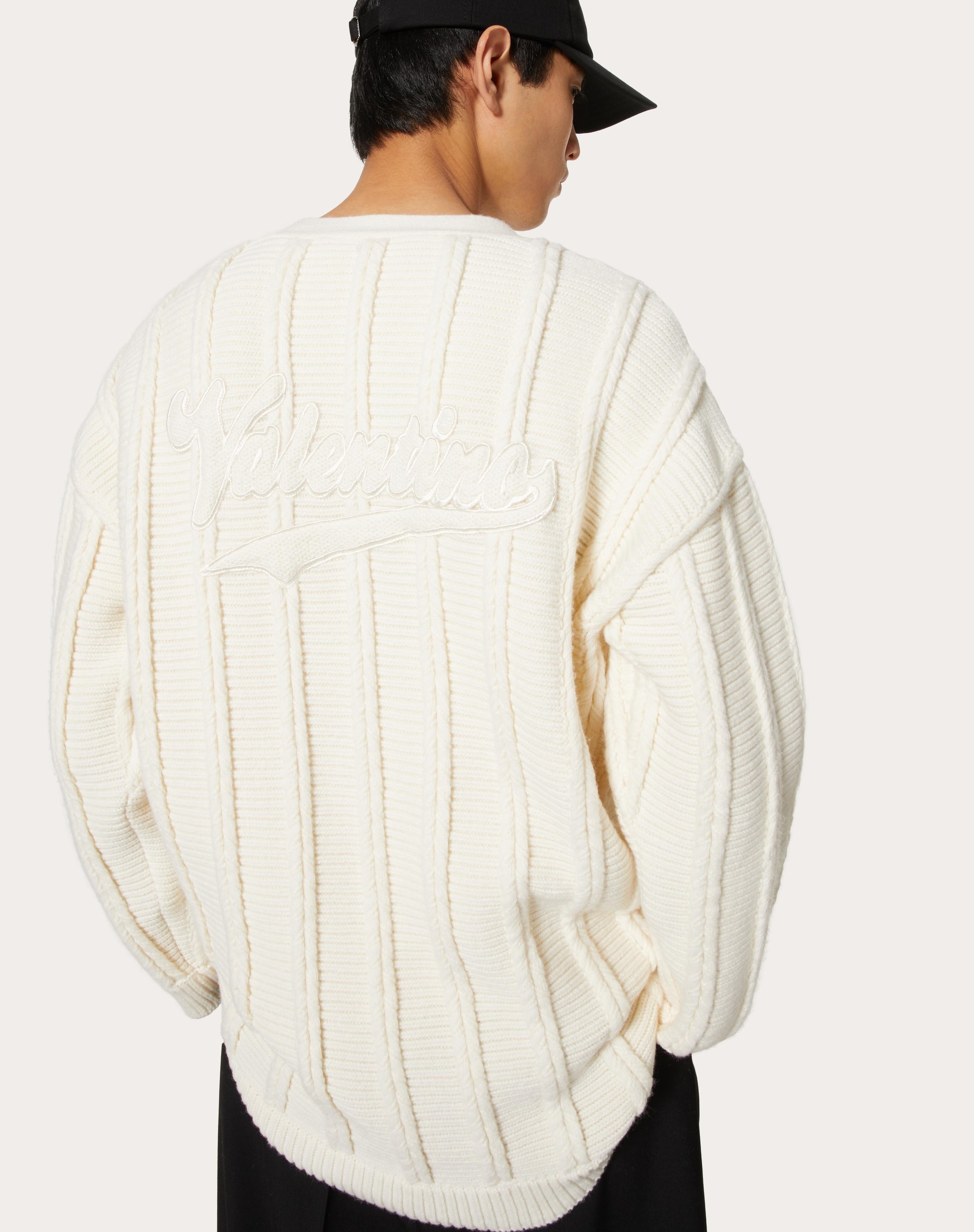 WOOL CARDIGAN WITH VALENTINO PATCH - 5