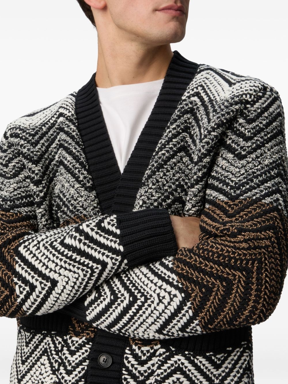 chevron-knit cardigan - 4