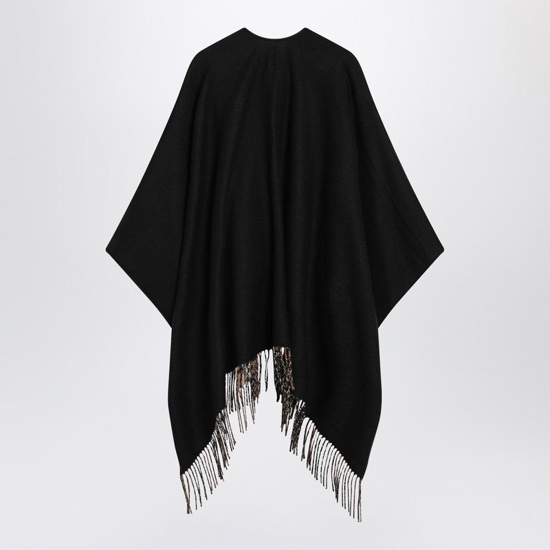 Burberry Black Wool Cape With Check Pattern Women - 2