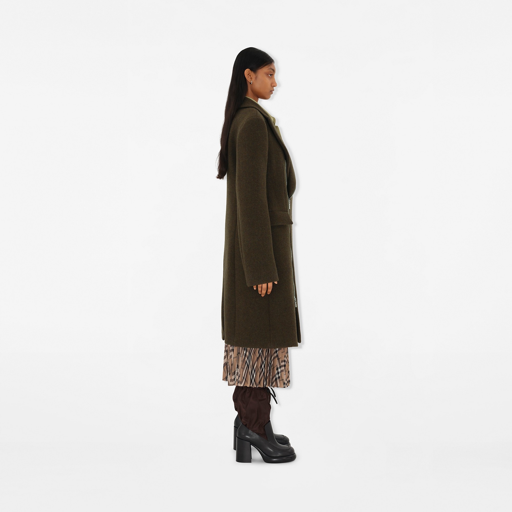 Wool Zip Tailored Coat - 3