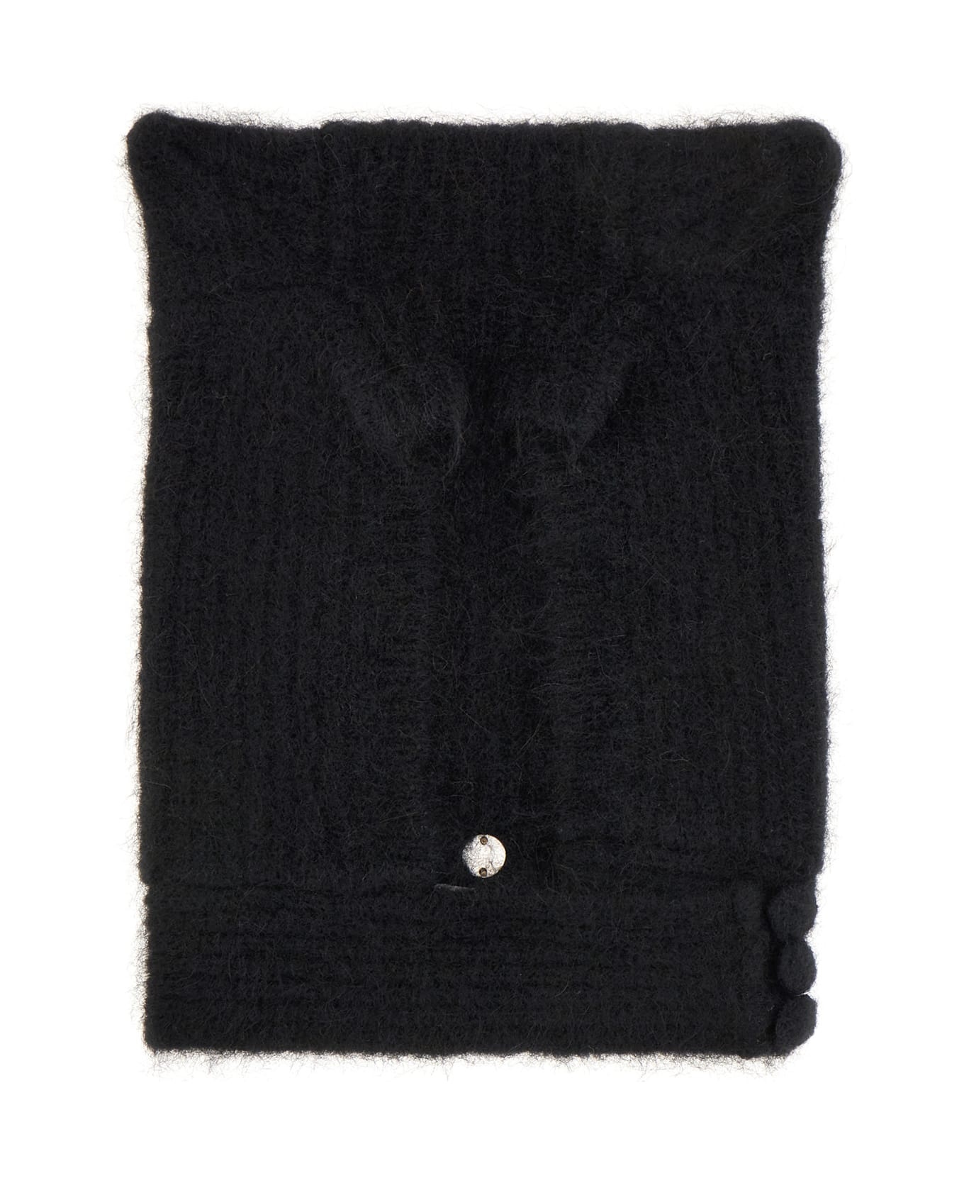 Black Stretch Wool Blend Beanie Hat - 2