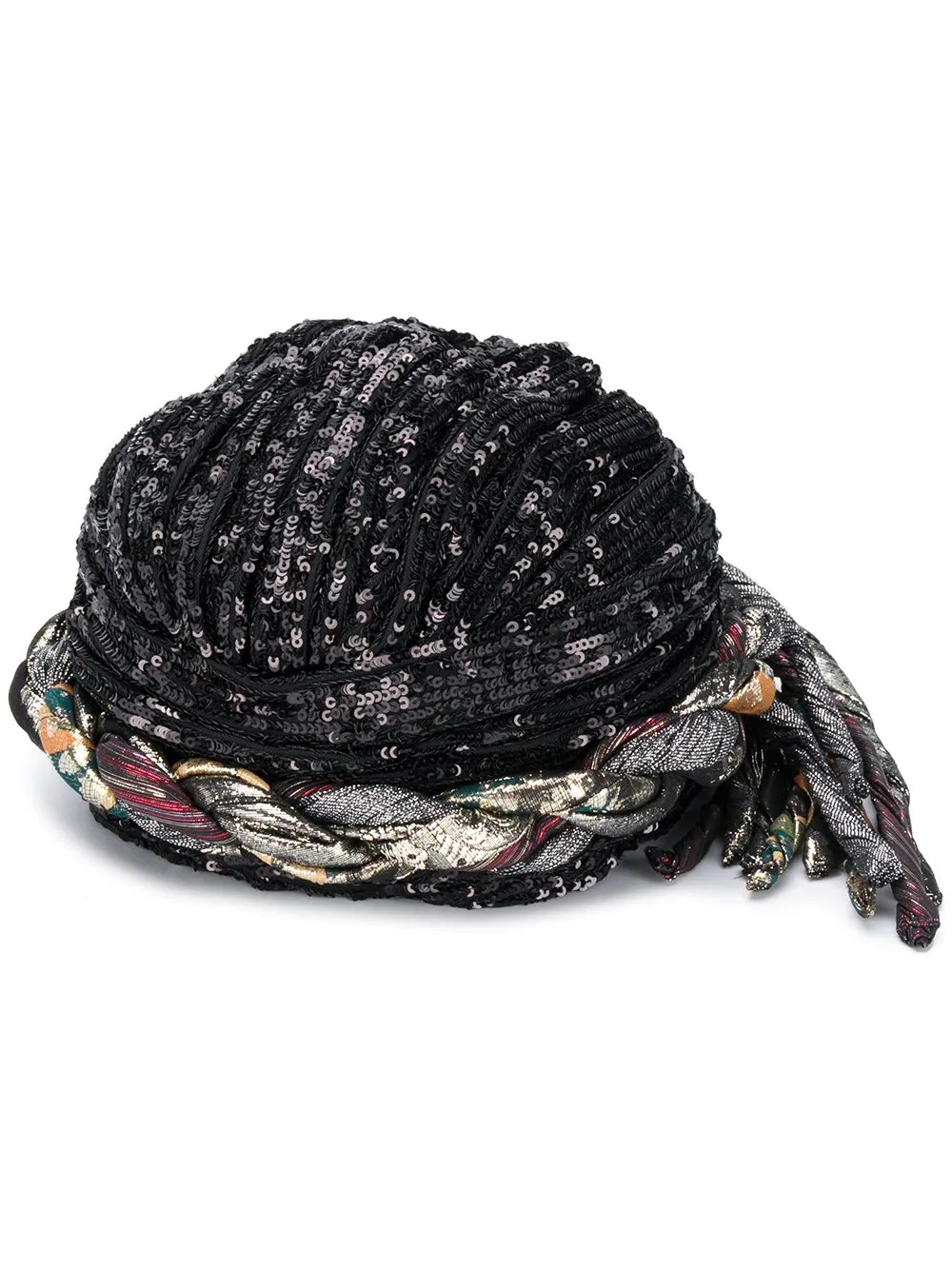 sequin-embellished braided hat - 1