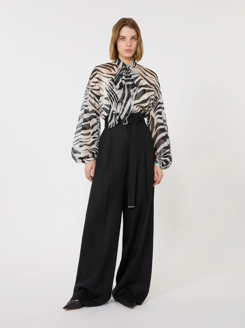 Max Mara BALLATA Printed silk chiffon blouse - BLACK outlook