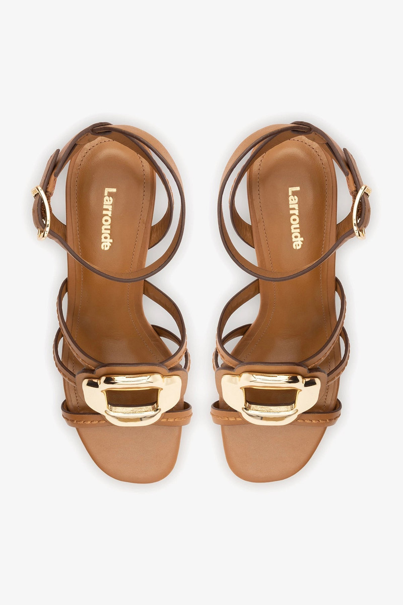 Margherita Block Sandal Caramel Leather 6