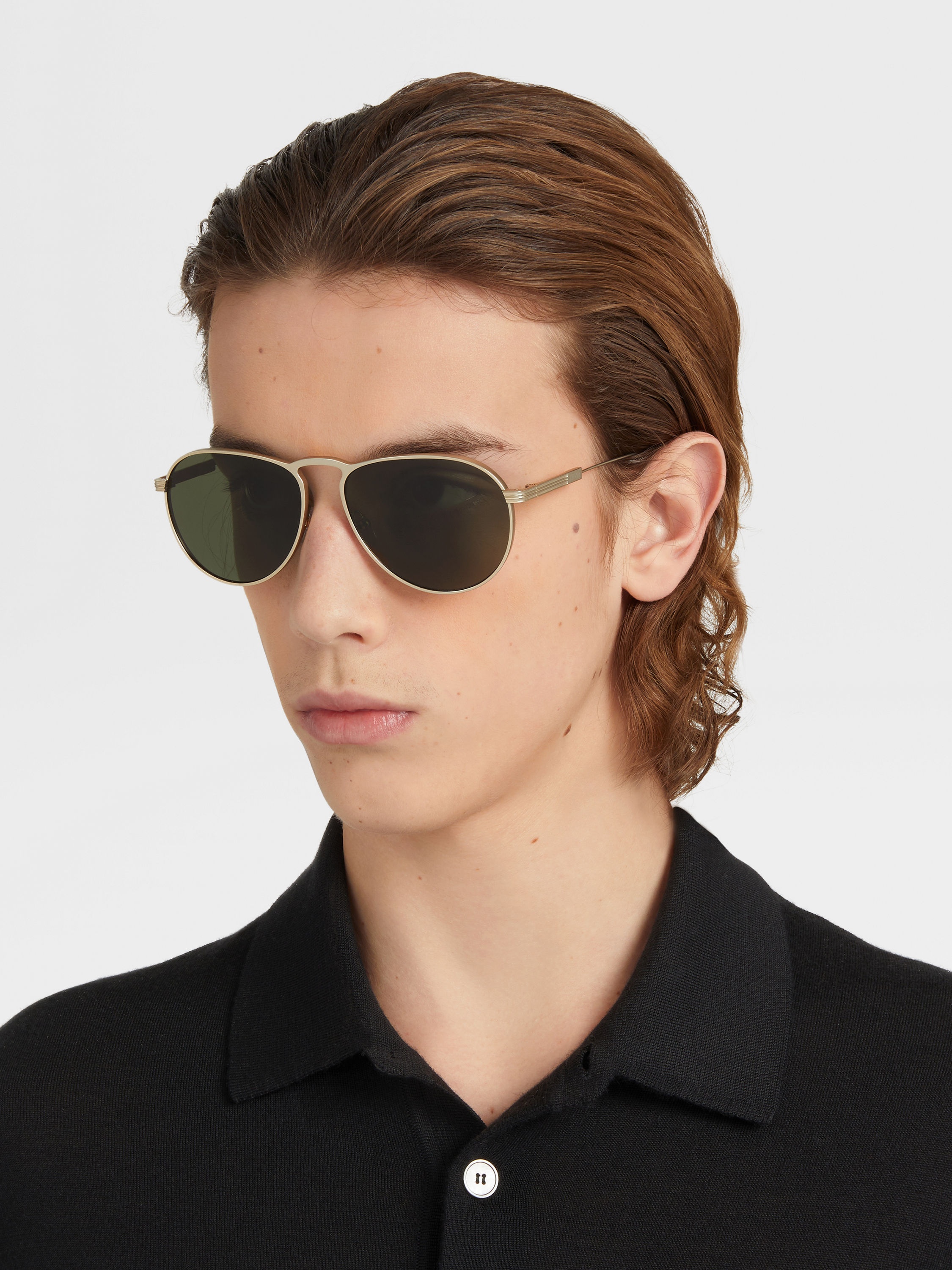 PALE GOLD METAL SUNGLASSES - 4