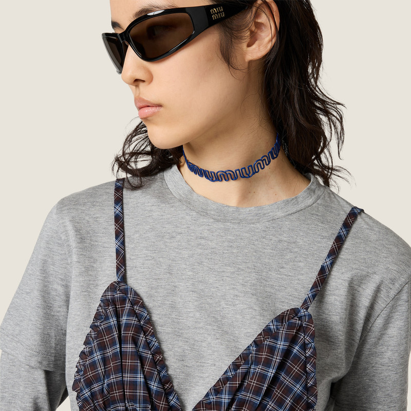 Plaid and jersey mini-dress 4