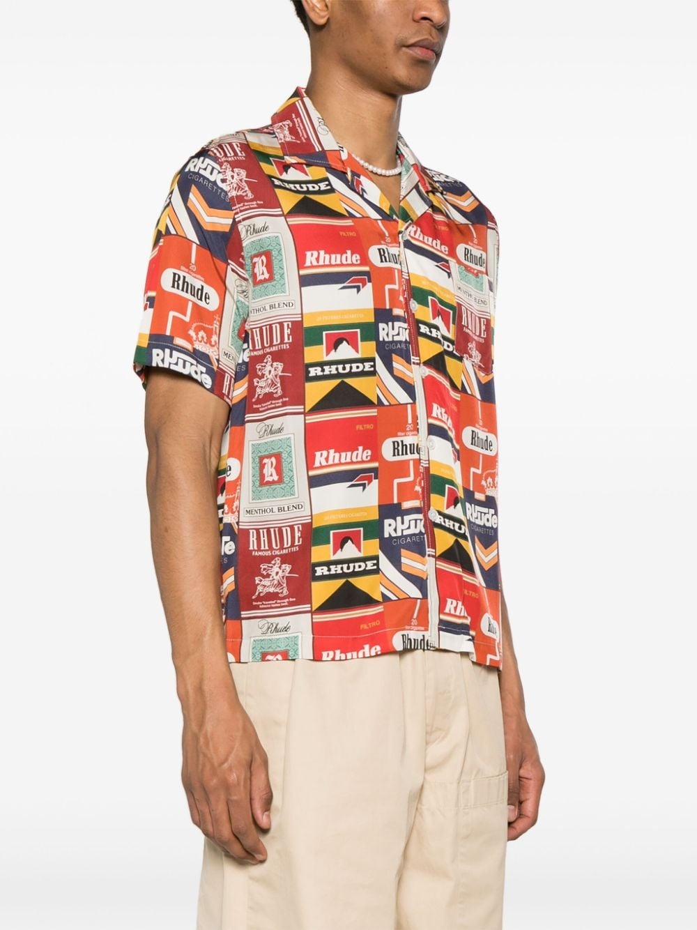 Cigarette-print silk shirt - 3