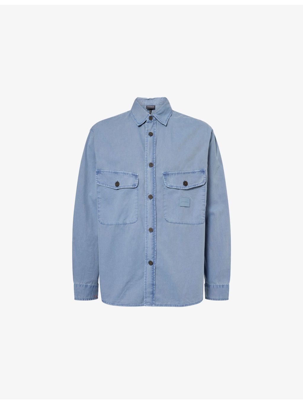 Logo-Embroidered Flap-Pockets Cotton Shirt - 1