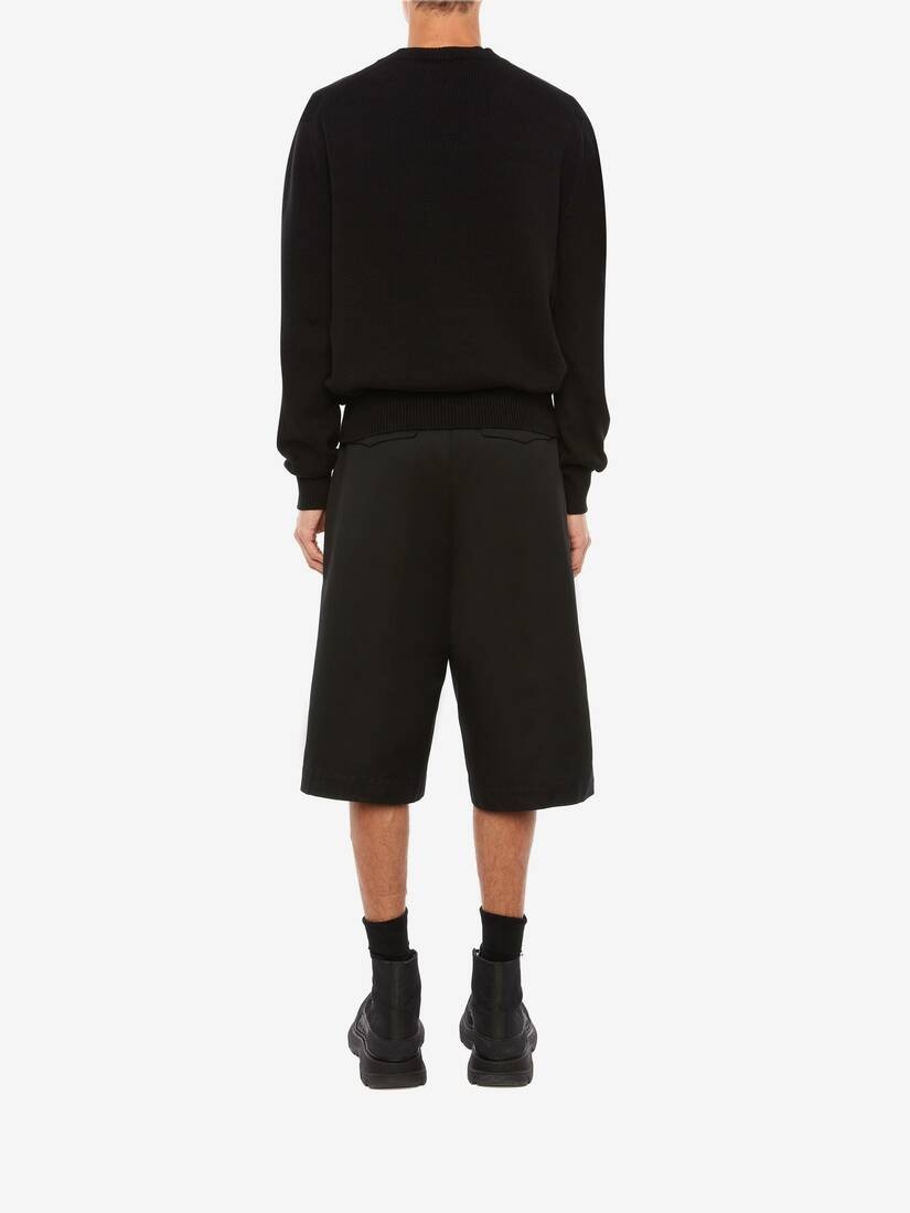 Mcqueen Embroidered Crew Neck Sweater in Black/white - 3