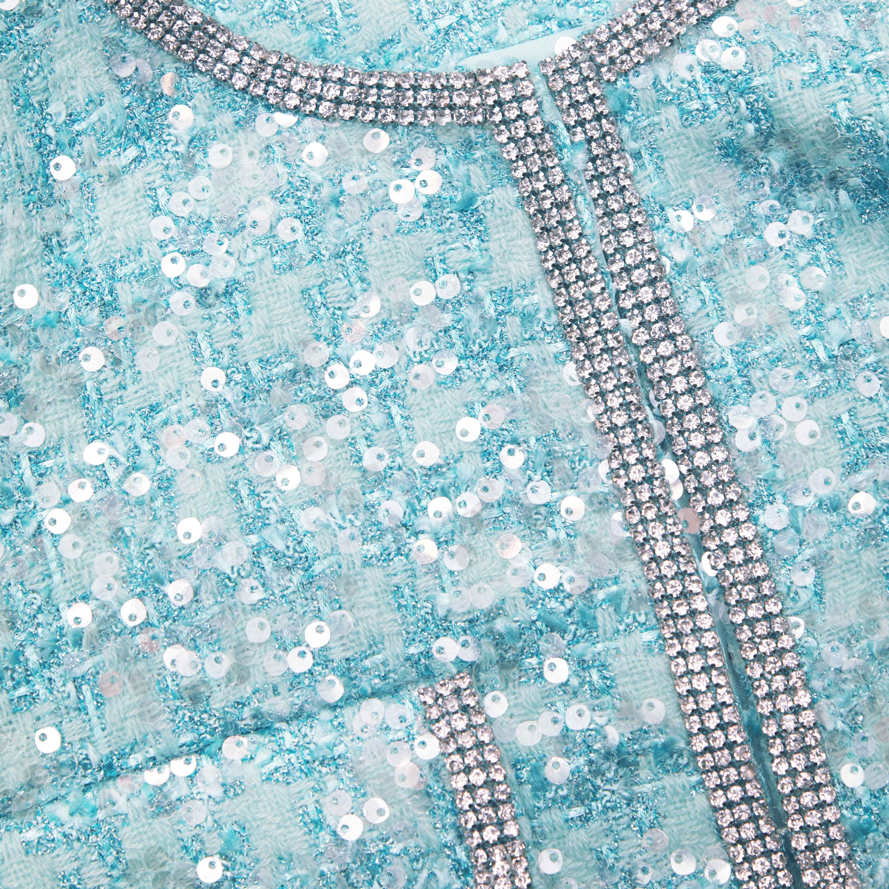 Blue Boucle Feather Jacket - 5