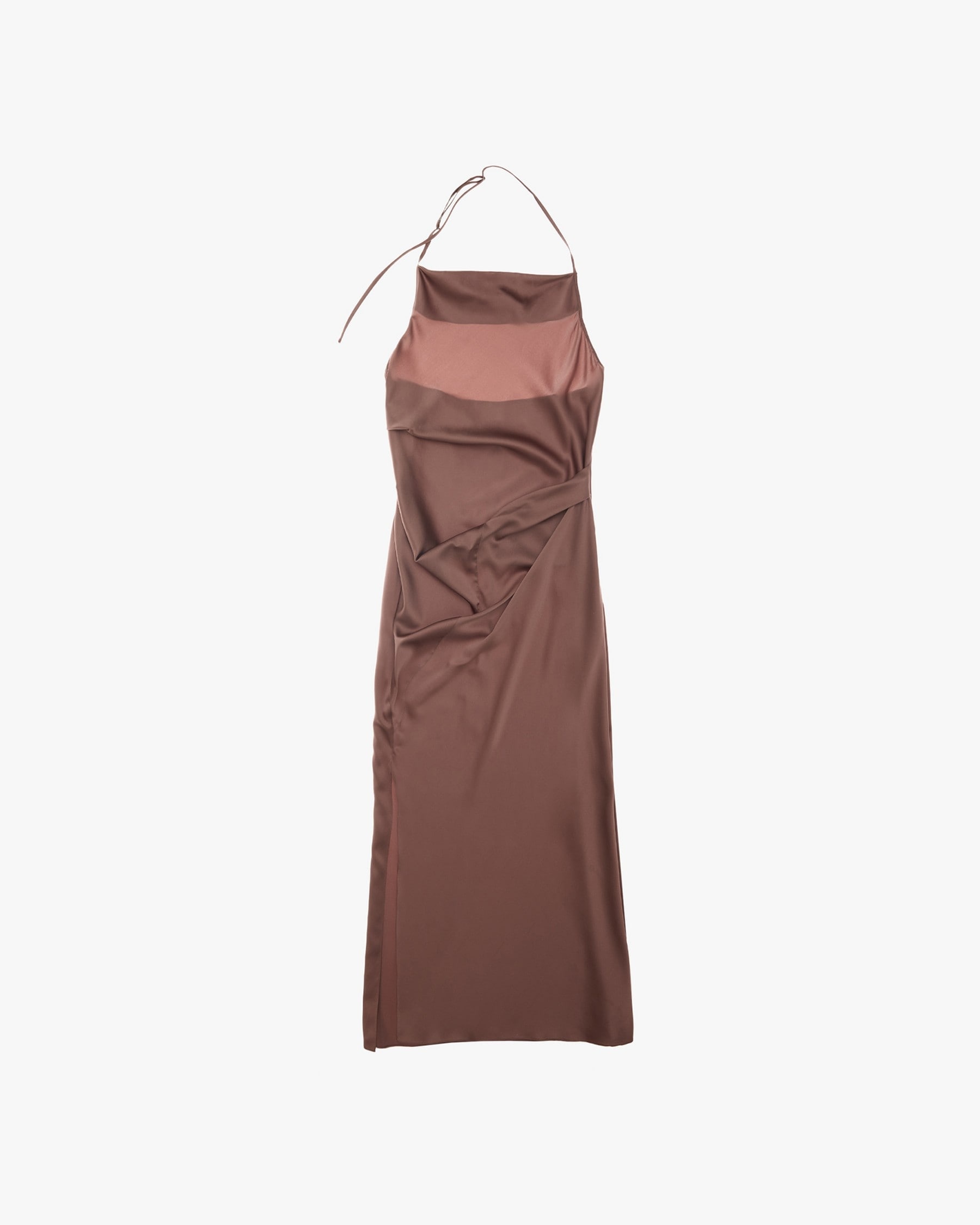 STRETCH SILK HALTER DRESS - 1
