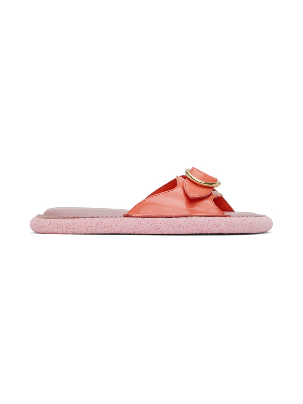 Pink Leather Flat Sandals - 1