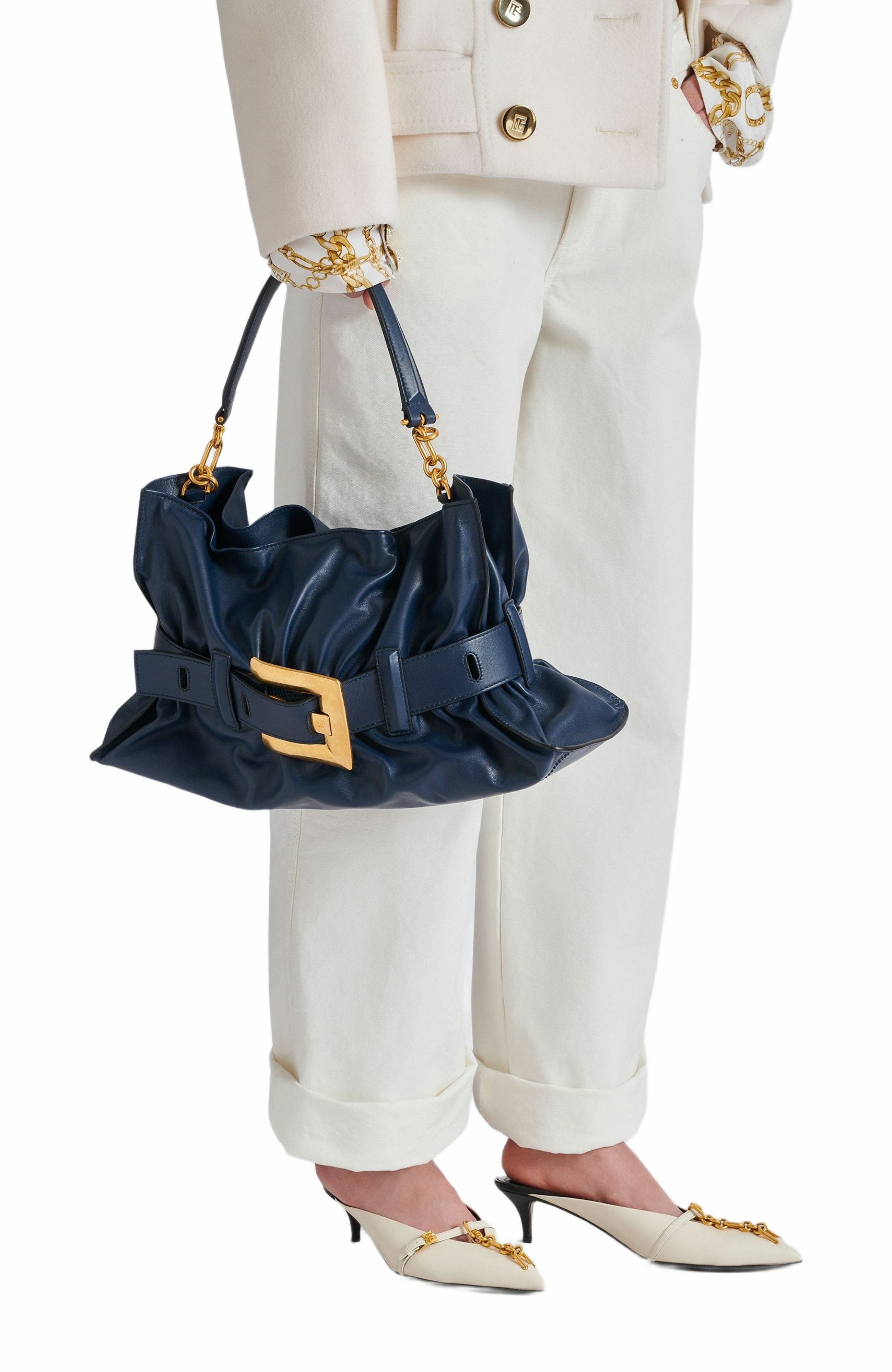 Balmain Medium Anthem Shoulder bag in leather in Blue at Nordstrom - 8