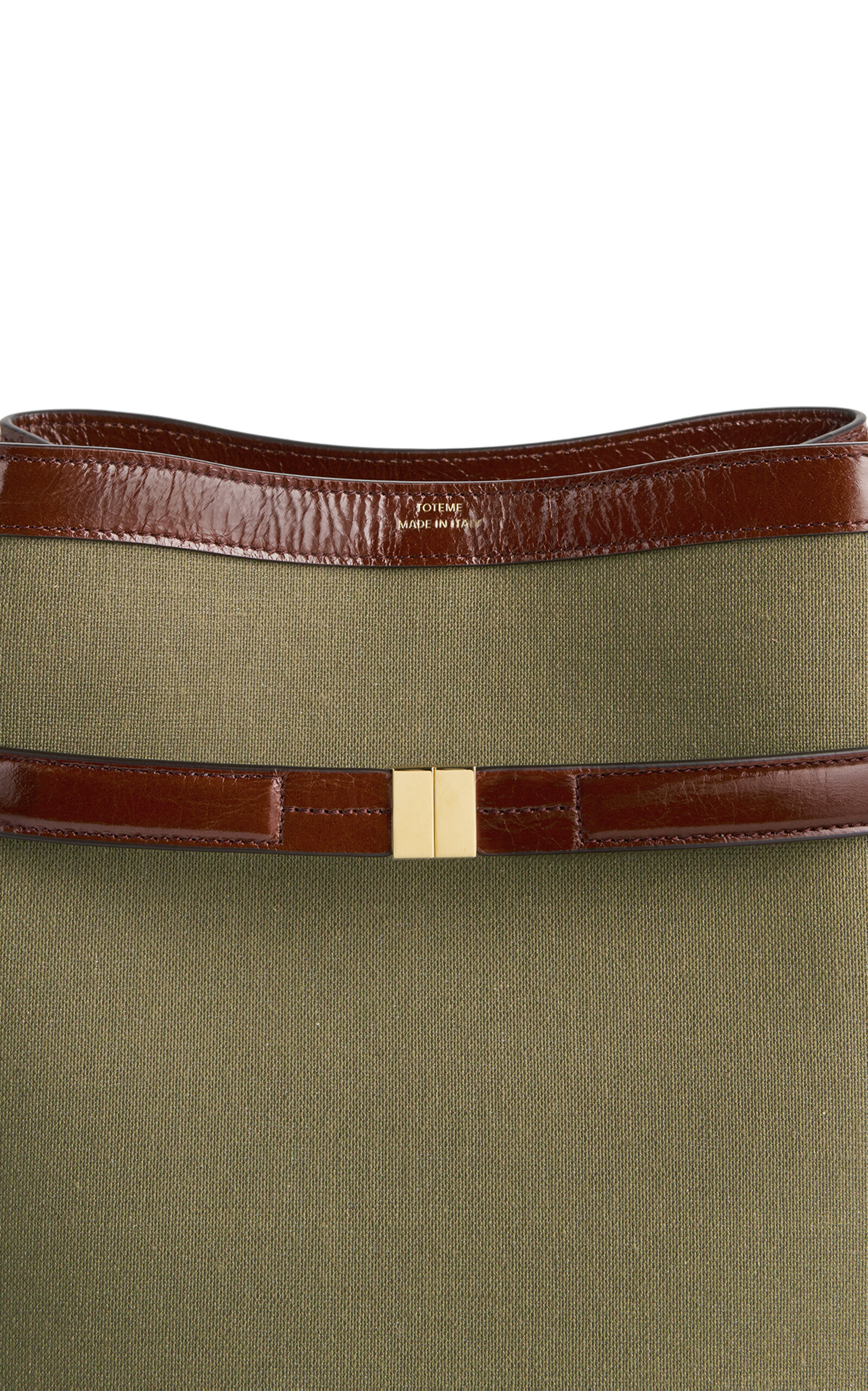 Belted Leather-Trimmed Canvas Bucket Bag brown - 4