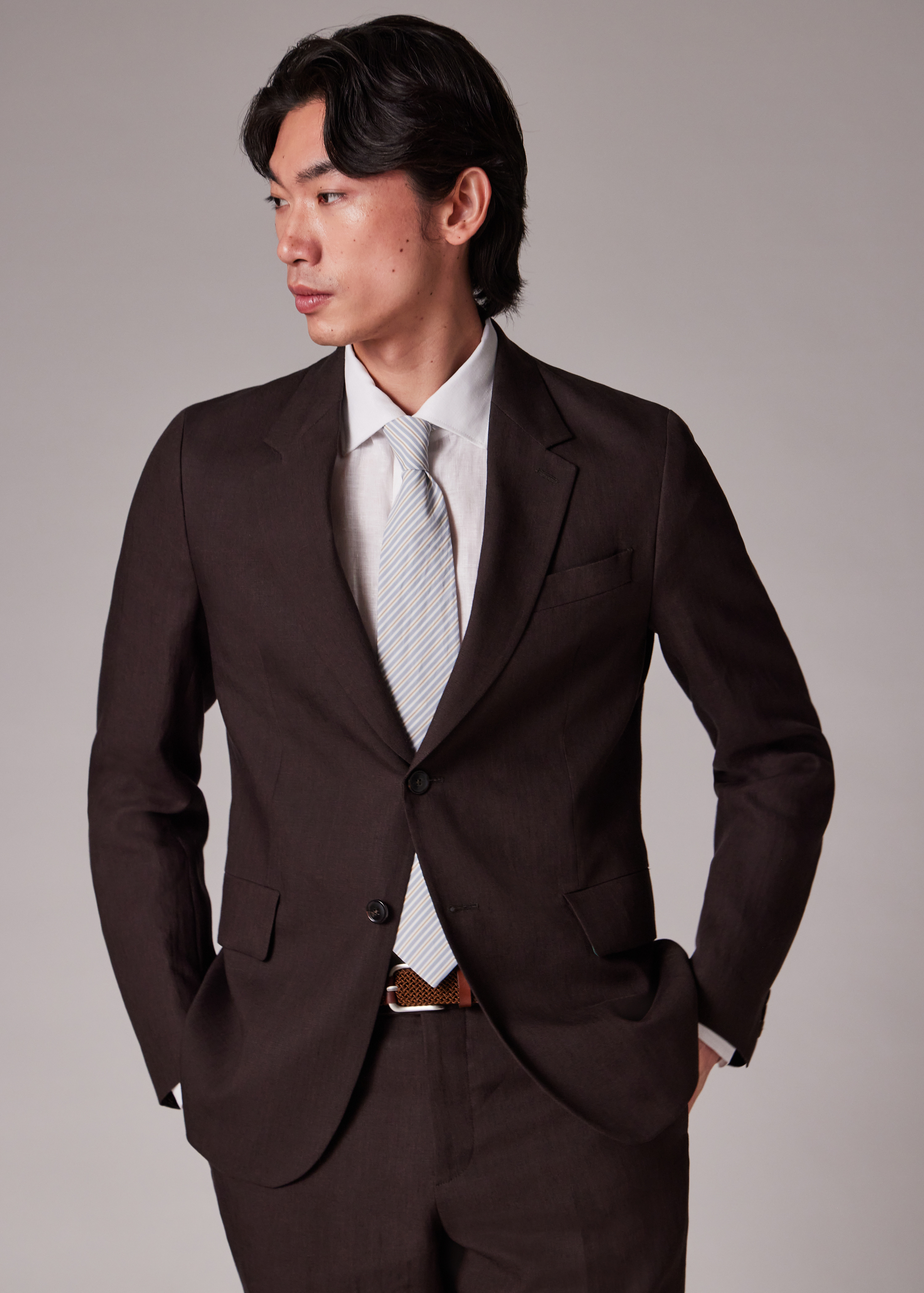 Dark Brown Linen Buggy-Lined Blazer - 8