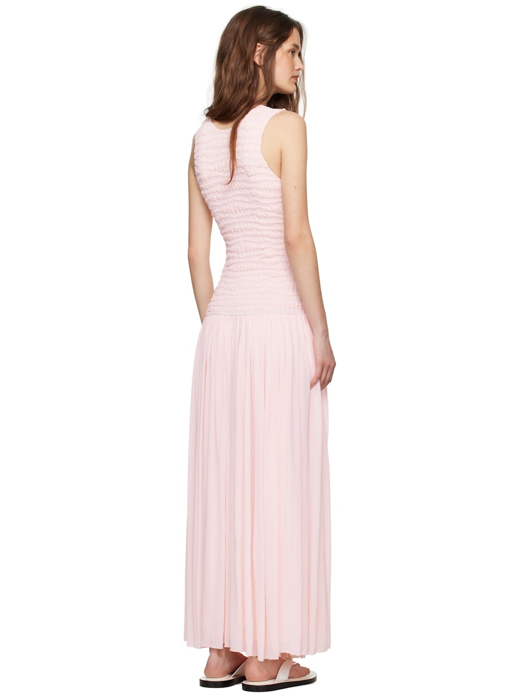 Pink Shirred Maxi Dress - 3
