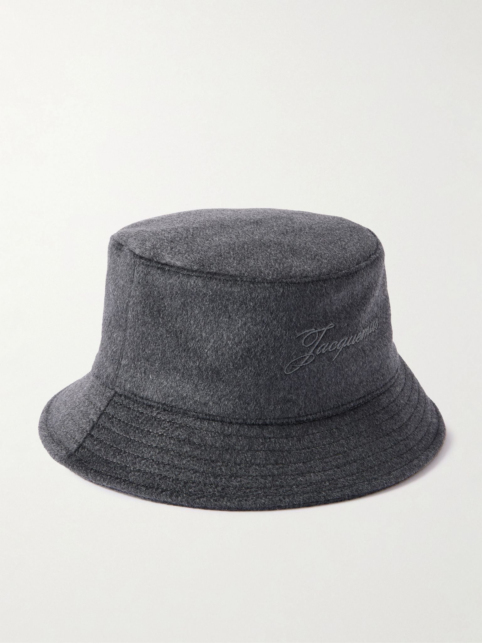 Le Bob embroidered wool bucket hat Gray - 1