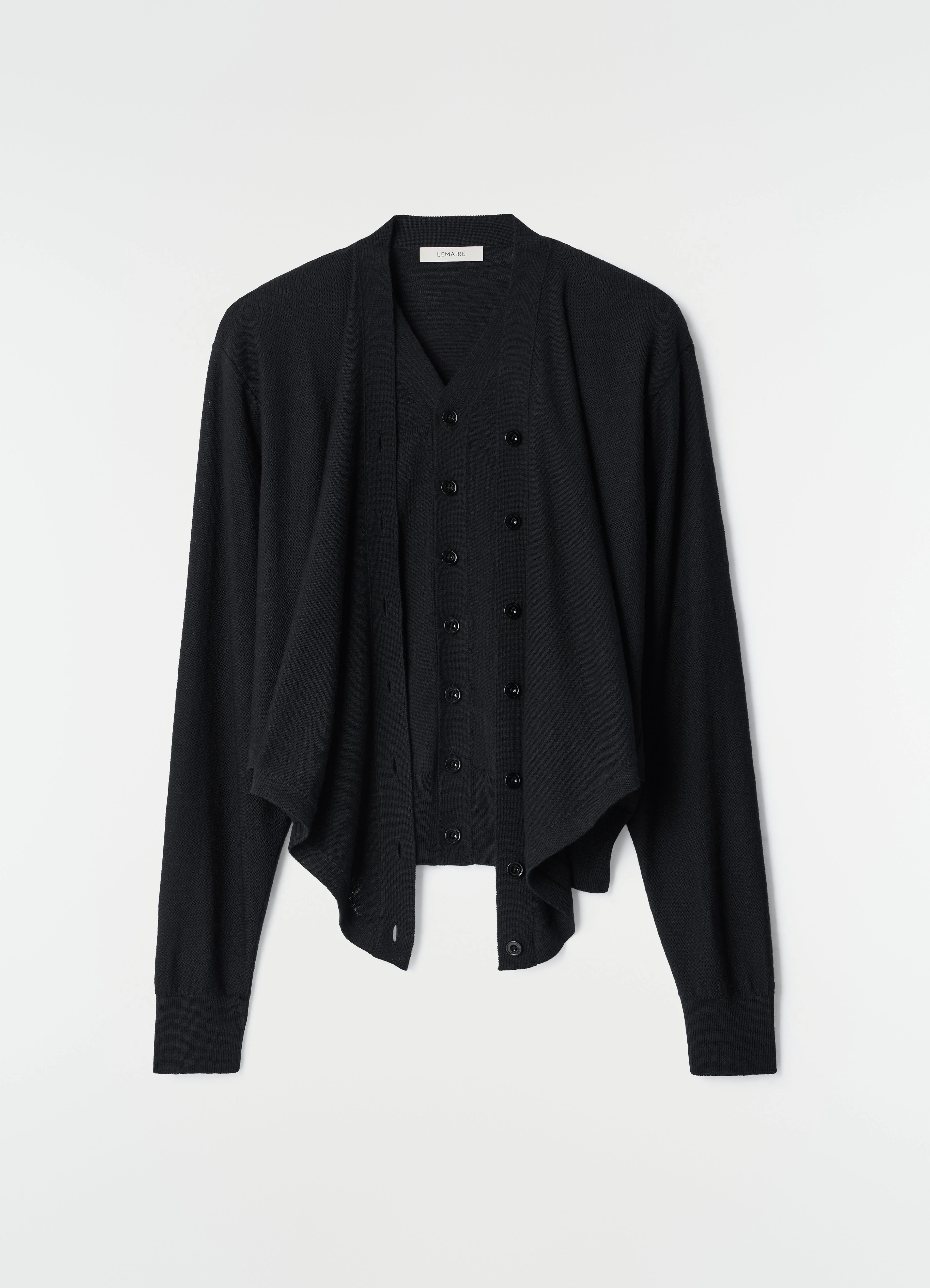 TROMPE-L’ŒIL CARDIGAN IN MERINO WOOL BLEND - 1