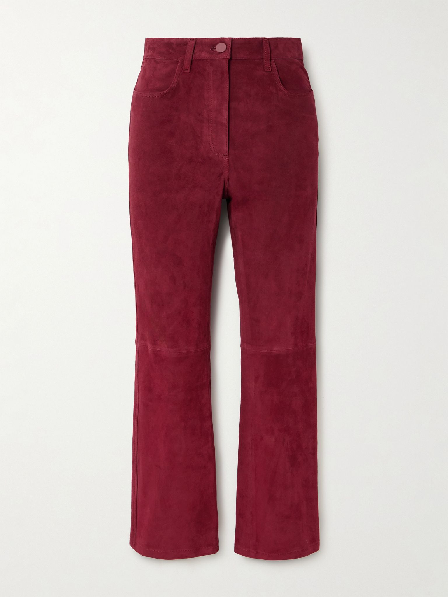 Duke cropped suede straight-leg pants Red - 1
