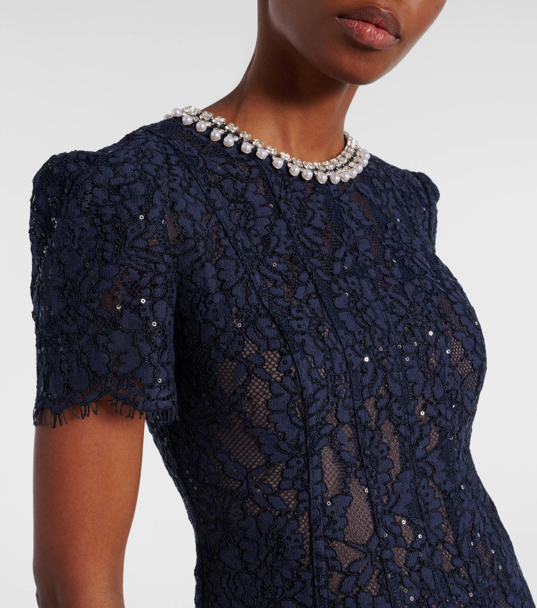 Embellished lace midi dress - 4