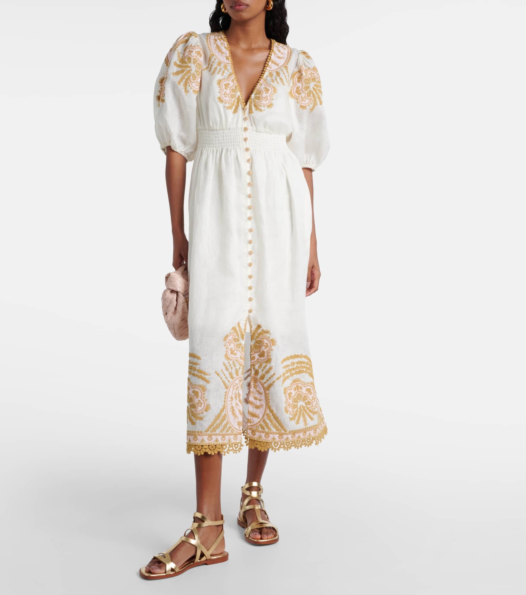 Waverly embroidered linen midi dress - 2