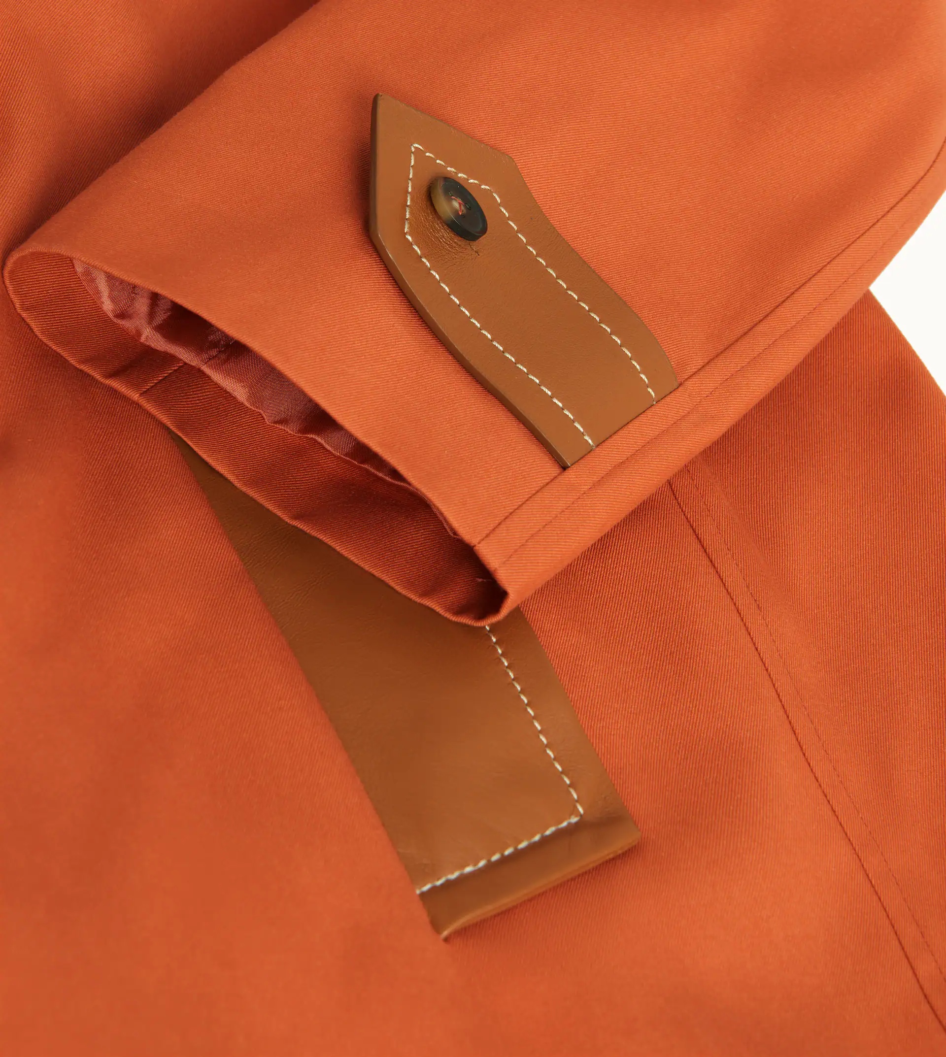 TRENCH COAT WITH LEATHER INSERTS - ORANGE - 3
