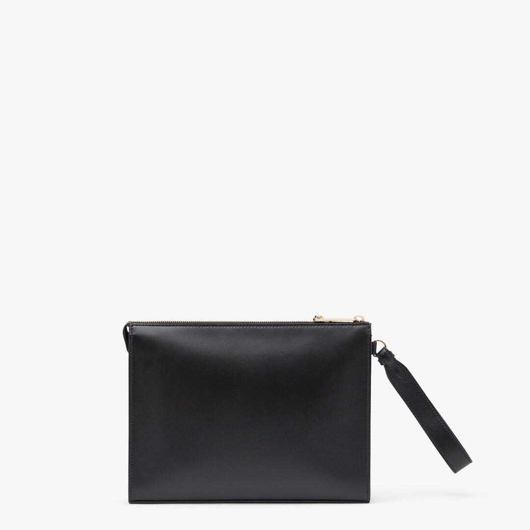 Fendace Printed black leather  Logo pouch - 3