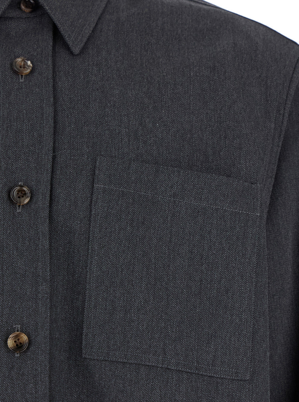 Gucci Men Grey Shirt With Pointed Collar In Wool Man - 3