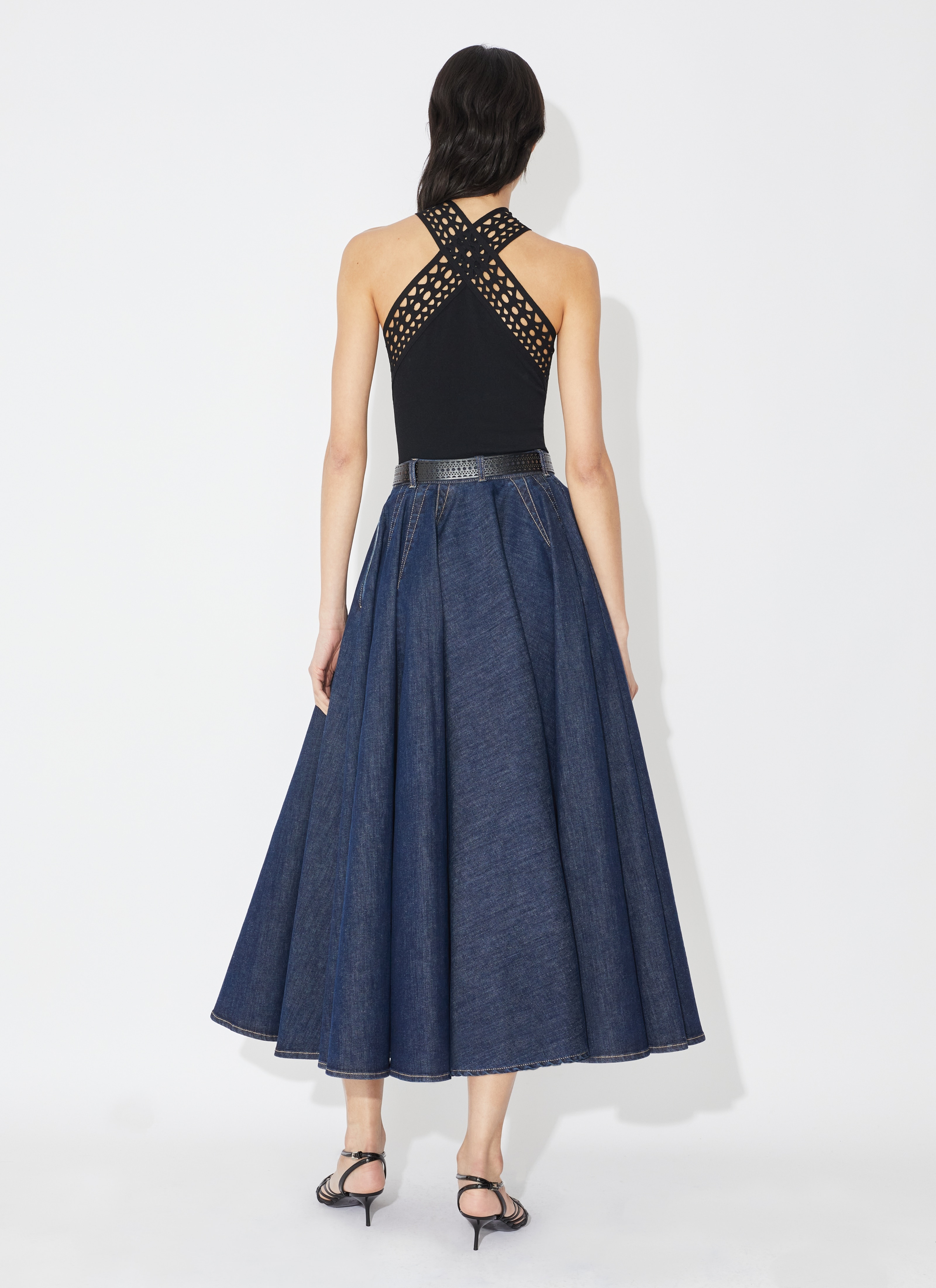 Alaïa DENIM MIDI SKIRT | REVERSIBLE