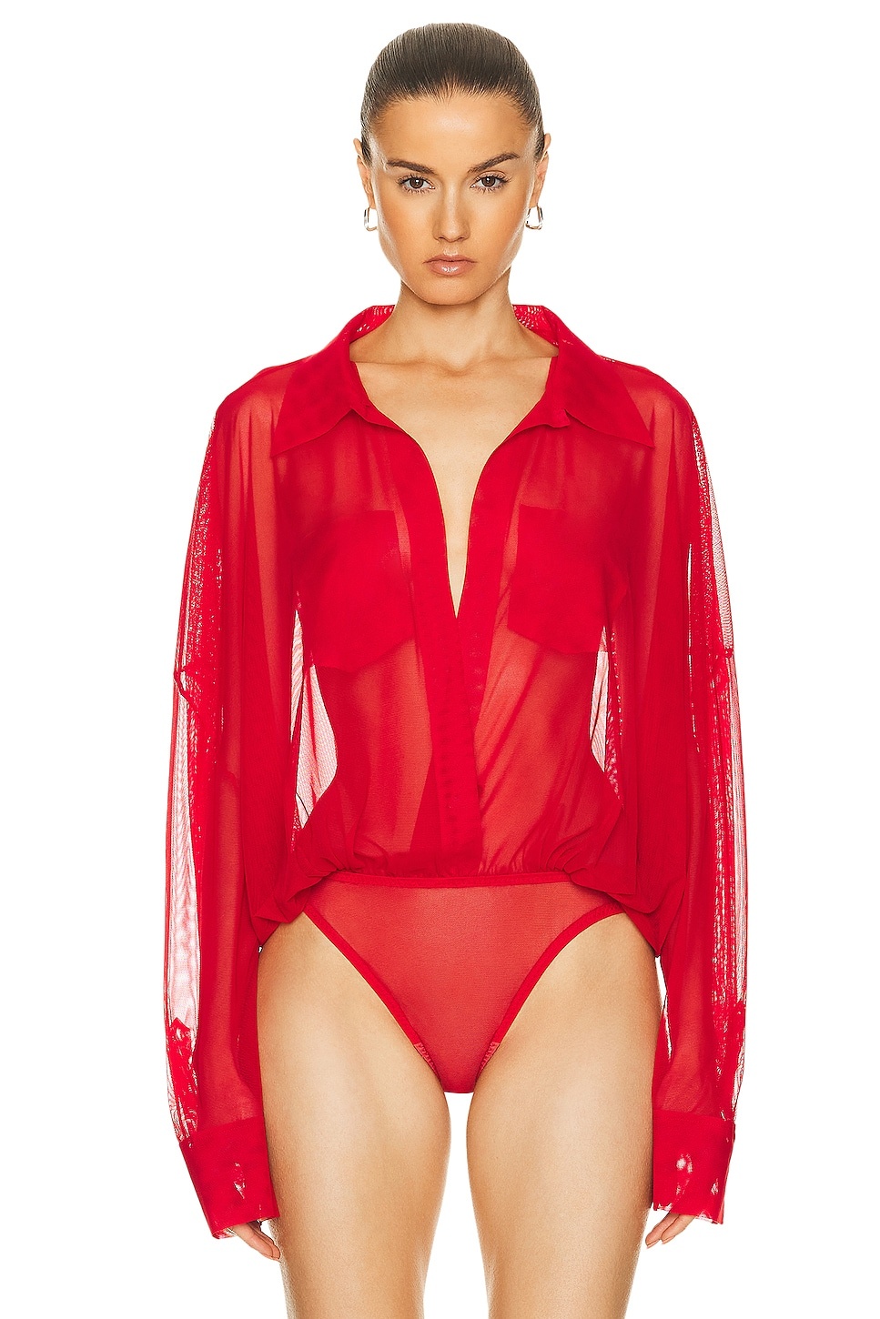 Super Oversized Boyfriend Shirt Bodysuit - 2