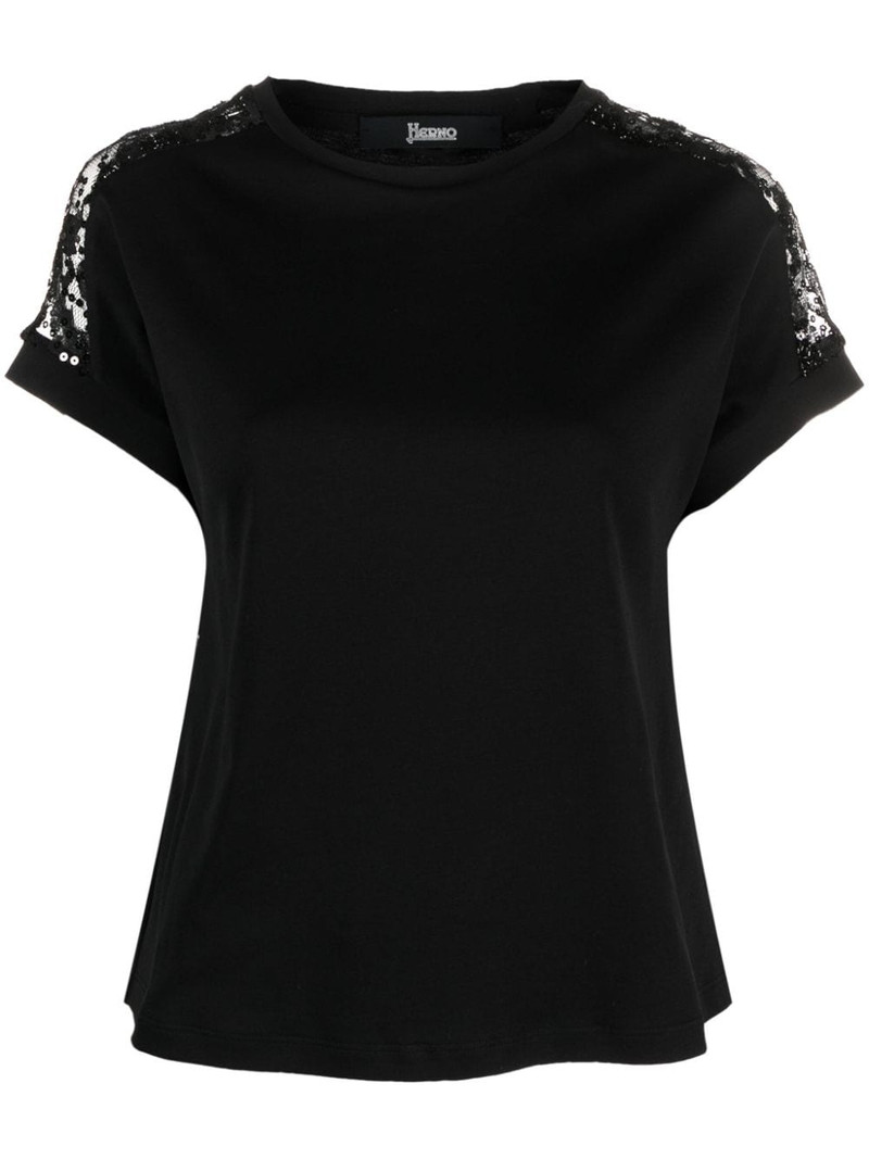lace-detailing cotton T-shirt 1