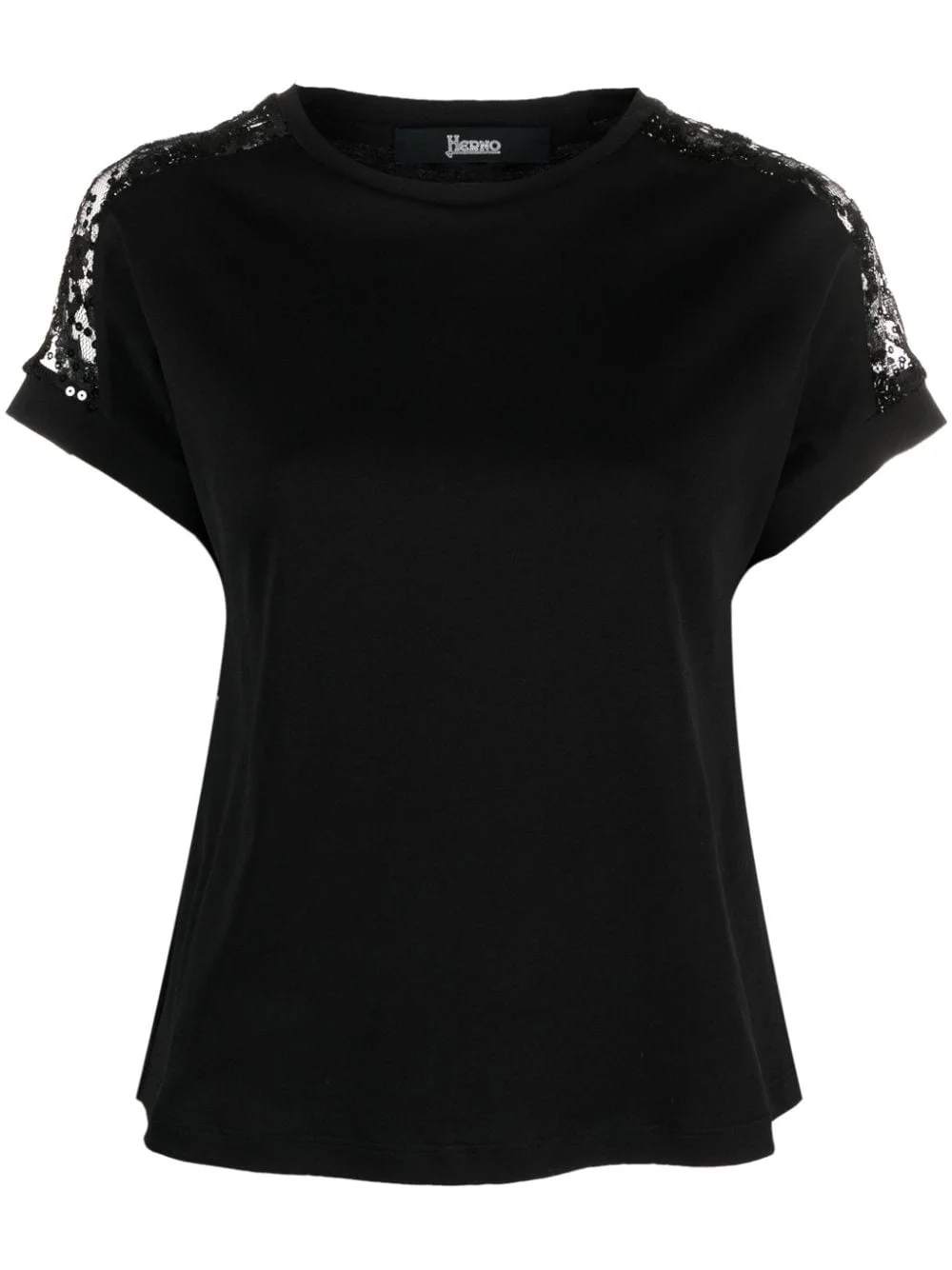 lace-detailing cotton T-shirt - 1