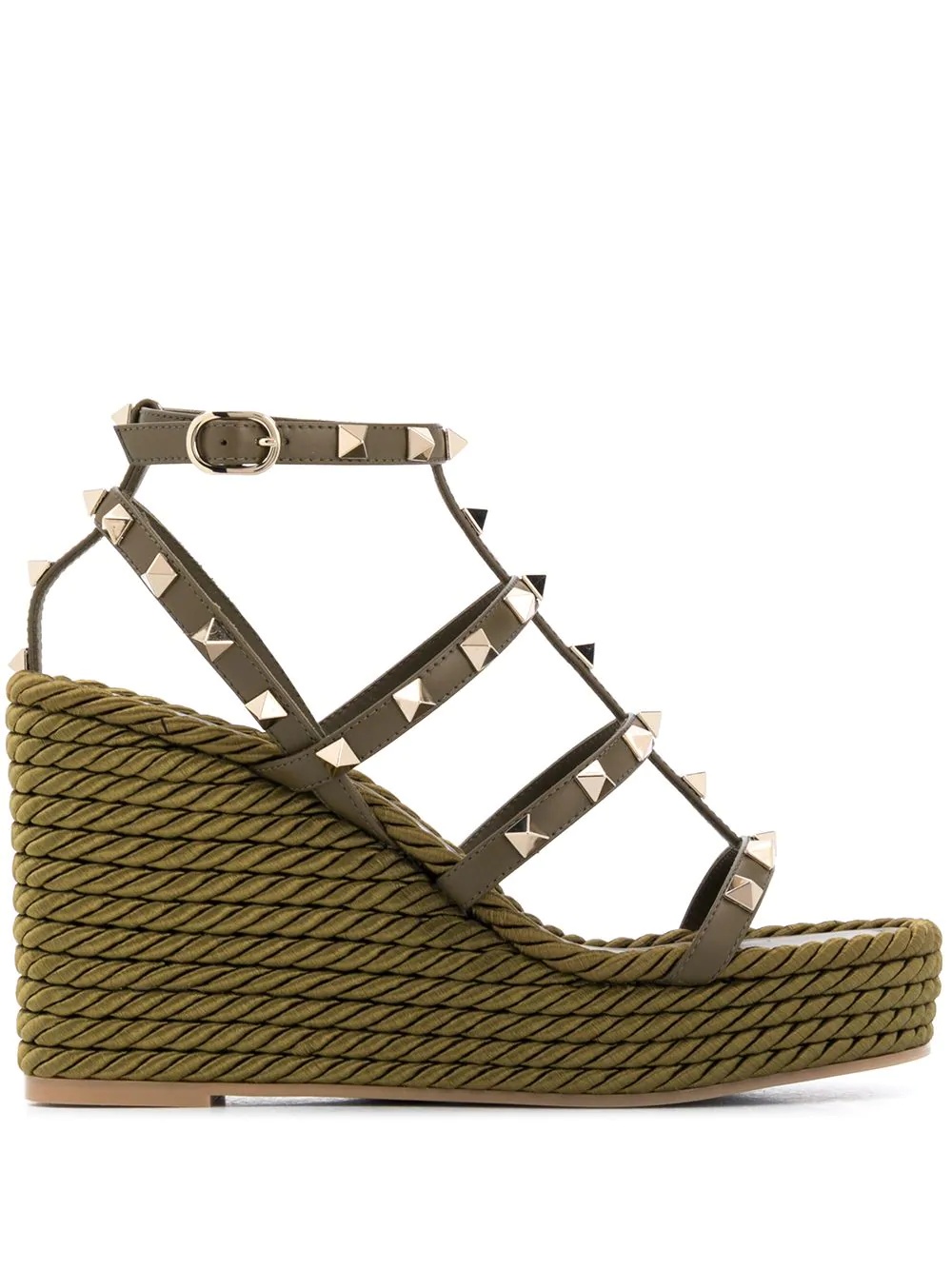 Rockstud rope wedge sandals - 1