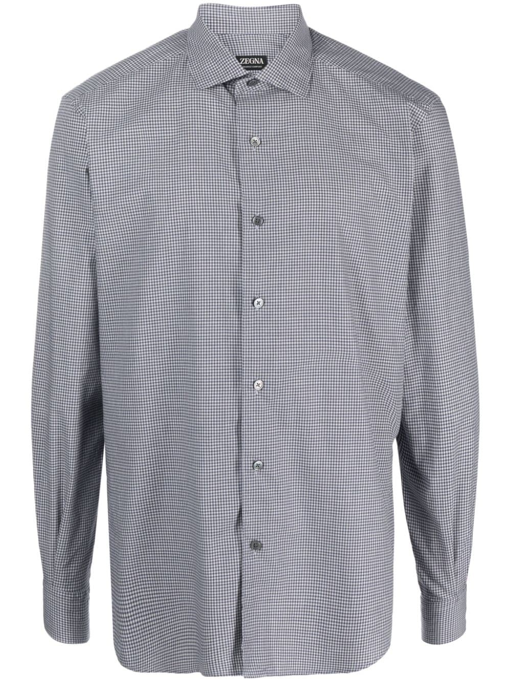 check-print cotton shirt - 1