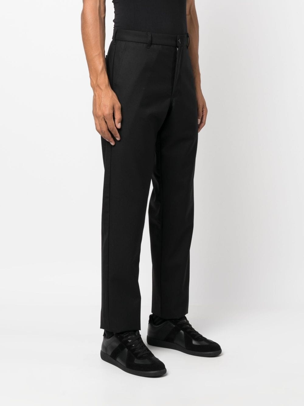 mid-rise tapered wool trousers - 3