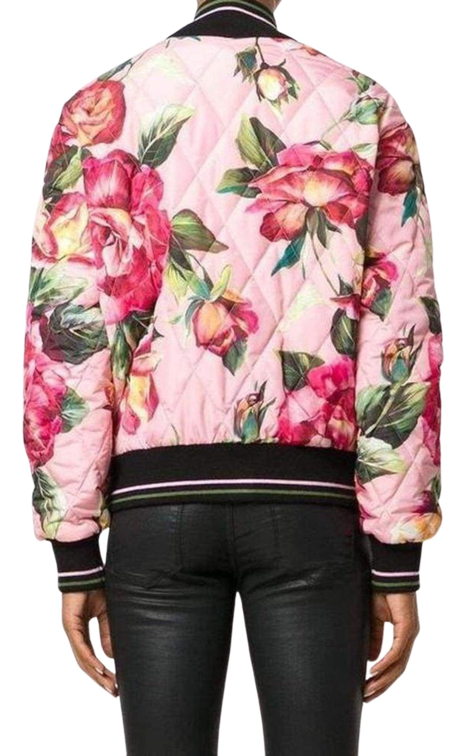 Rose Print Bomber Jacket - 4