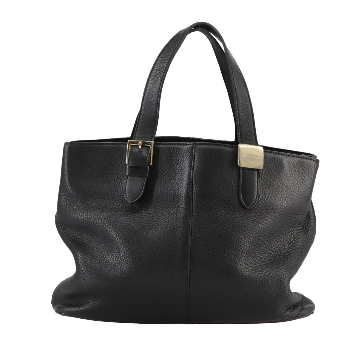 Burberry Hand Bag Leather Black Gold - 2