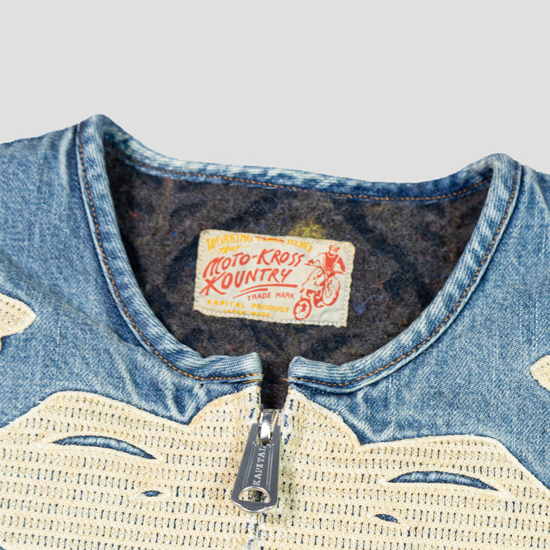 14oz DENIM MOTORCROSS JACKET (BONE) 4